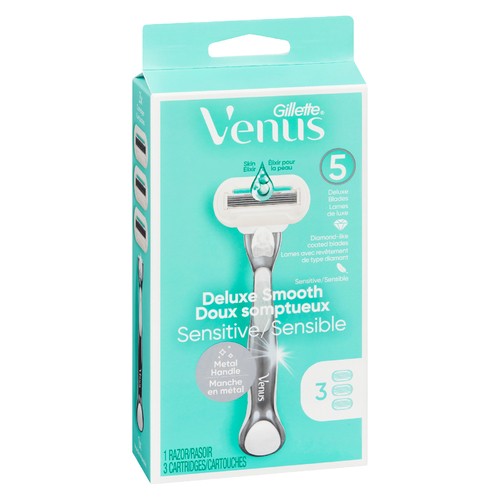Gillette Venus Deluxe Smooth Sensitive Women's Razor With 3 Blade Refills