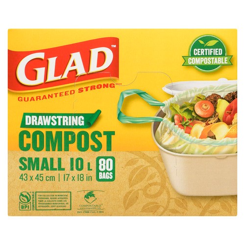 Glad Waste Drawstring Compost Garbage Bags Small 80 Count
