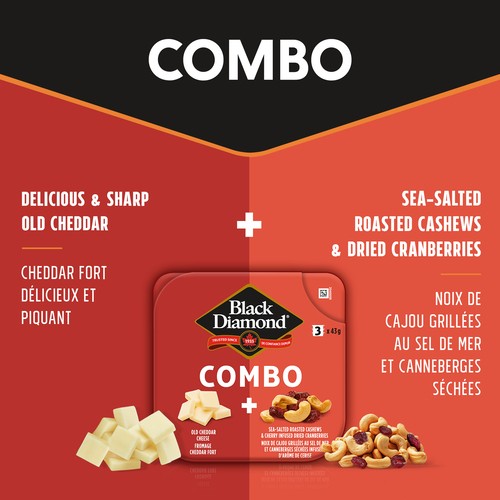 Black Diamond Combo Cheese Old Cheddar Cashews & Dried Cranberries 129 g
