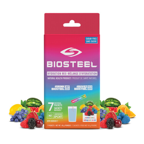 BioSteel Sports Nutrition Hydration Mix Rainbow Twist 7 Packets 49 g