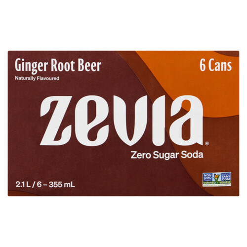 Zevia Soft Drink Ginger Root Beer 6 x 355 ml (cans)