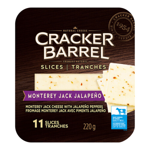 Cracker Barrel Sliced Cheese Monterey Jack Jalapeno 11 Slices 220 g