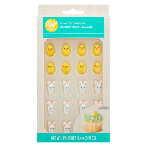 Wilton Royal Icing Easter Decorations Bunny Chick Miniature 24 Pack 14.4 g