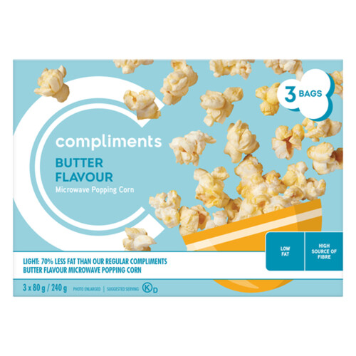 Compliments Microwave Popping Corn Light Butter 240 g