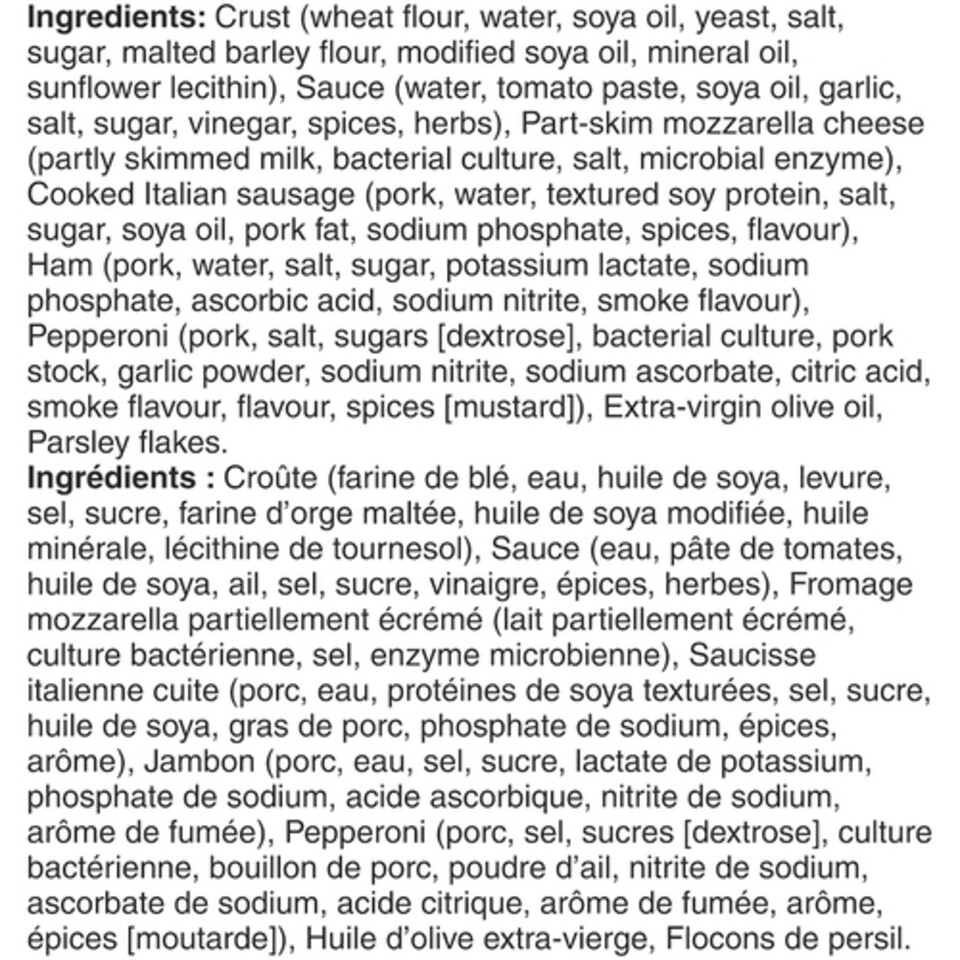 Delissio Pizzeria Frozen Pizza 3 Meat 12 Inch 581 g Voilà Online Groceries & Offers