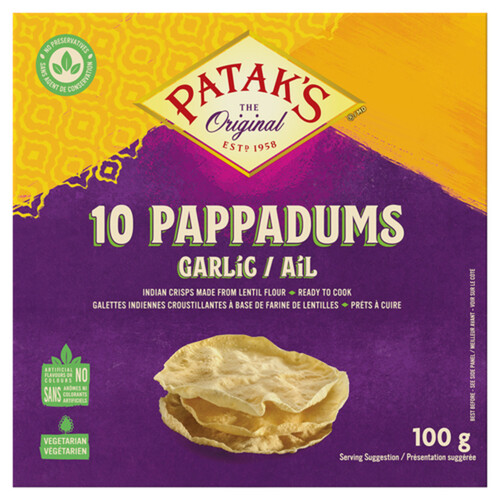 Patak's Pappadums Garlic 100 g