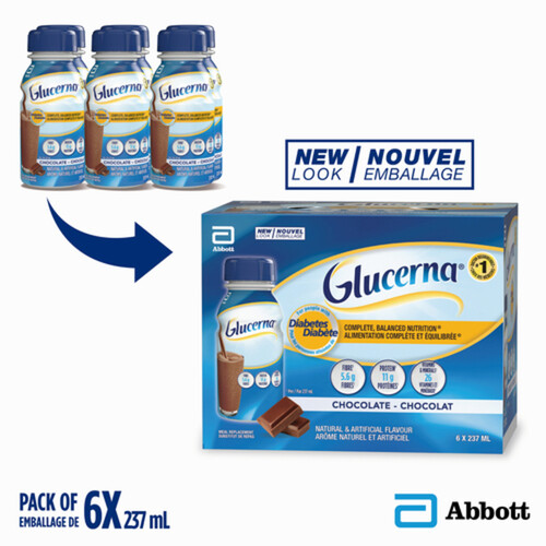 Glucerna Meal Replacement Supplement Chocolate 6 x 237 ml (bottles)
