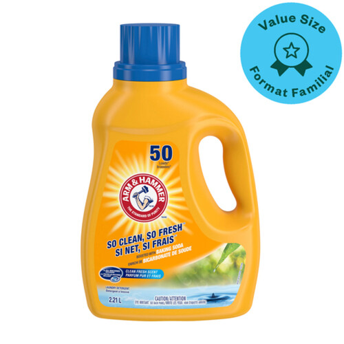 Arm & Hammer Liquid Laundry Detergent Clean Fresh 50 Loads Value Size 2.21 L