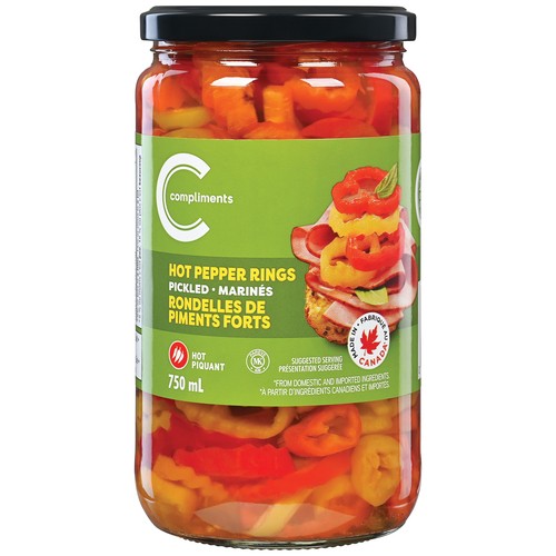 Compliments Pickled Hot Pepper Rings 750 ml