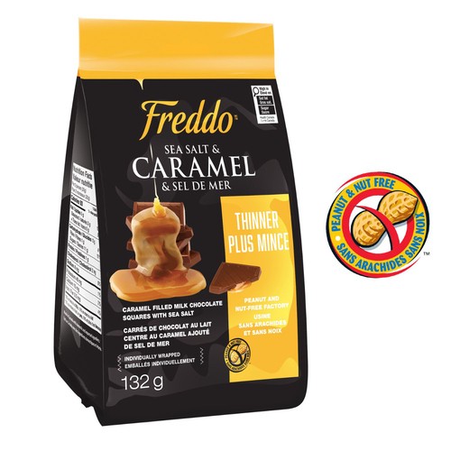 Freddo Caramel Filled Milk Chocolate Squares with Sea Salt & Caramel Thinner 132 g