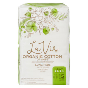 La Vie Ultra Thin Organic Cotton Feminine Pads with Wings, Regular