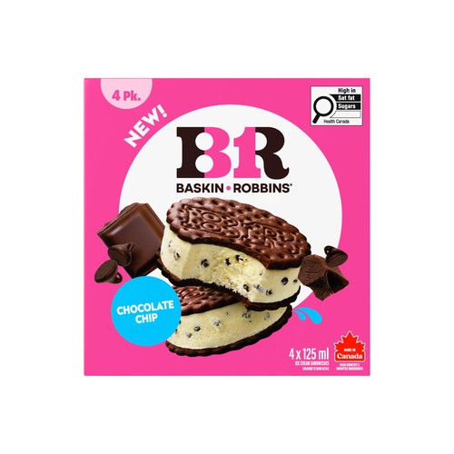 Baskin Robbins Ice Cream Sandwiches Chocolate Chip 4 x 125 ml
