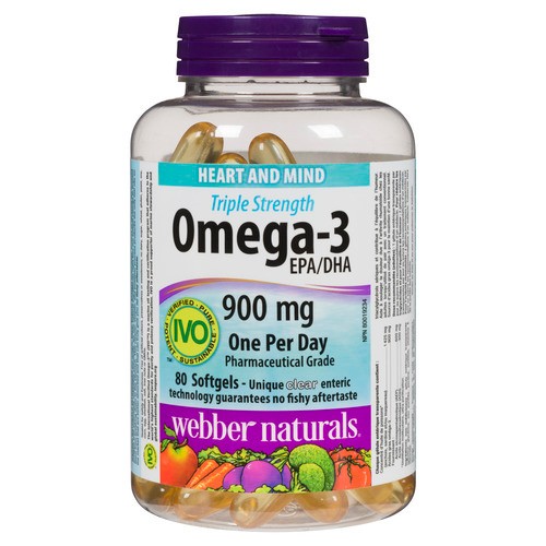 Webber Naturals Clear Enteric Omega 3 Mini 900 mg 80 Softgel Capsules