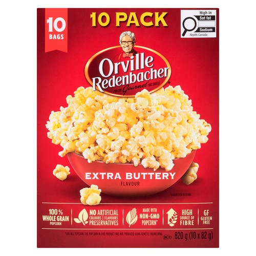Orville Redenbacher Gluten-Free Popcorn Extra Buttery 10 Pack 82 g