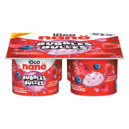 iÖGO nanö Bubbles 1.5% Yogurt Mixed Berries 4 x 100 g