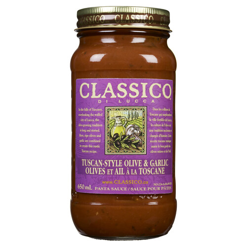 Classico Di Lucca Pasta Sauce Tuscan-Style Olive & Garlic 650 ml