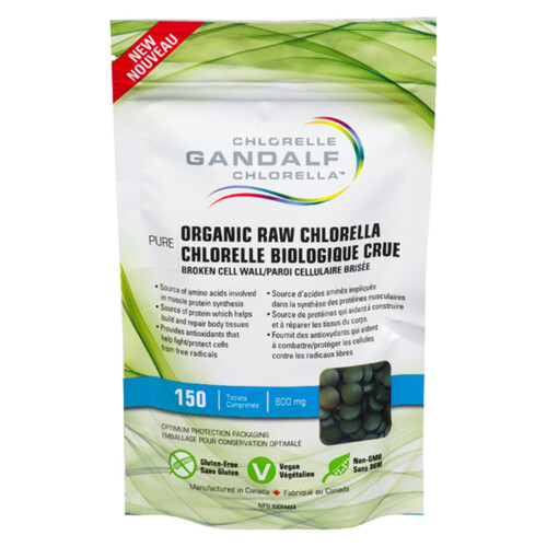 Gandalf Organic Pure Raw Chlorella Tablets 600 mg 150 Count