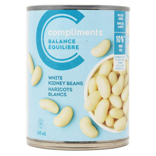 Compliments Balance Canned Kidney Beans White No Salt Added 540 ml