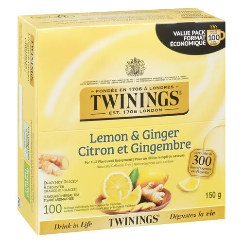 Twinings Lemon & Ginger Herbal Tea 100 ea