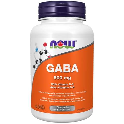 Now Gaba 500 mg With Vitamin B6 Capsules 100 Count