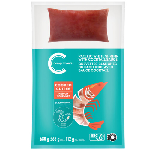 Compliments Frozen Shrimp Cooked With Sauce 41/50 Count 680 g