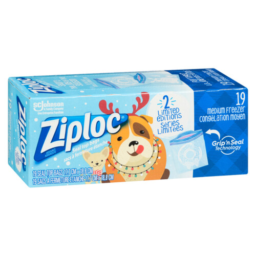 Ziploc Freezer Storage Bags Holiday Medium 19 EA