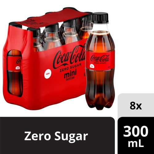 Coca-Cola Zero Sugar Soda 8 x 300 ml (bottles)