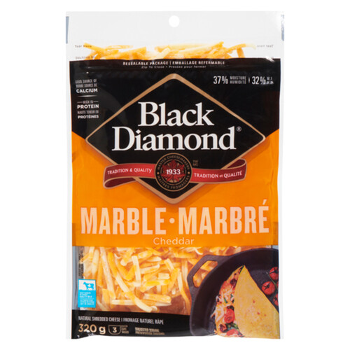 Black Diamond Shredded Cheese Cheddar Marble 320 g