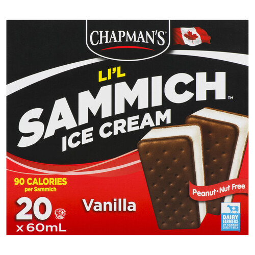 Chapman's Li'l Sammich Ice Cream Vanilla 20 x 60 ml