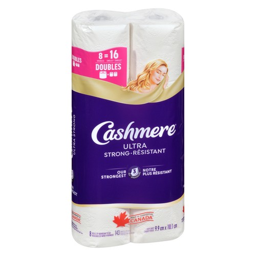 Cashmere Ultra Strong Toilet Paper 3 Ply 8 Rolls x 143 Sheets