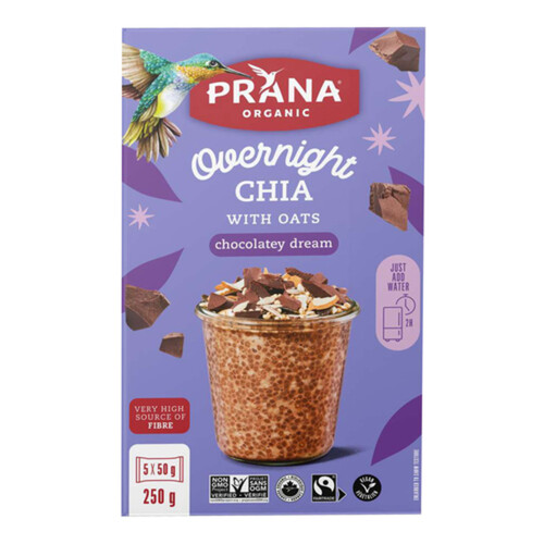 Prana Organic Gluten-Free Overnight Chia Oat & Chia Mix Dreamy Chocolate 250 g