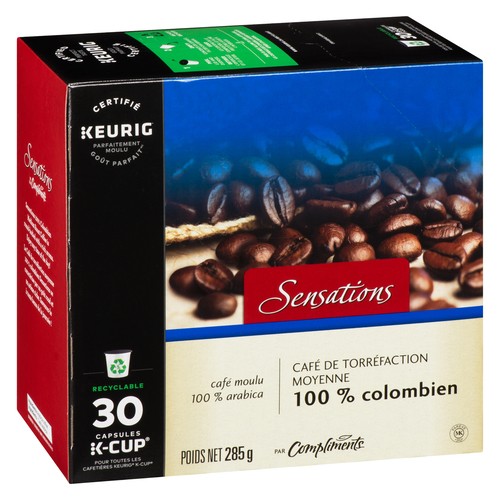 Sensations Coffee Pods 100% Colombian Medium Roast 30 K-Cups 285 g