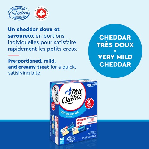 P'tit Quebec Cheese Snack Cheddar Very Mild 20 Pack 420 g