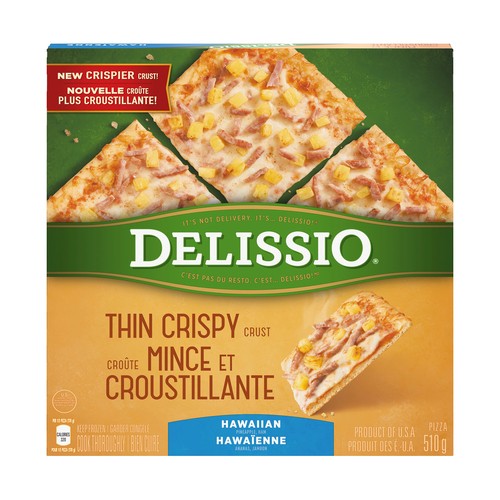 Delissio Thin Crispy Crust Frozen Pizza Hawaiian 510 g