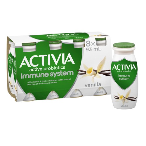 Activia Immune System Probiotic Drinkable Yogurt Vanilla 8 x 93 ml (bottles)