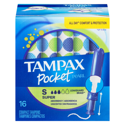 Tampax Pocket Pearl Tampons Super Unscented 16 Count