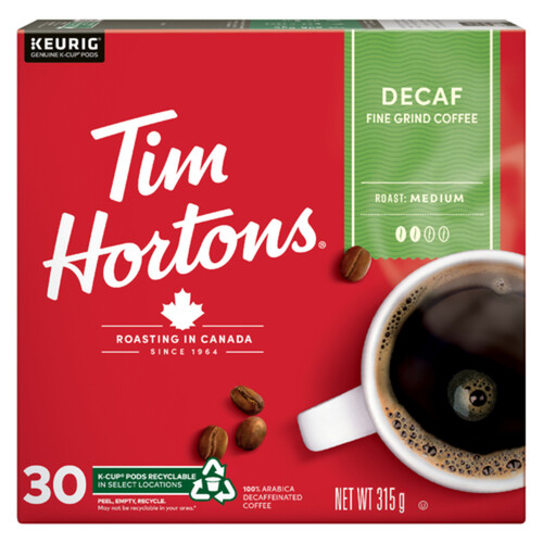 Tim Hortons Coffee Pods Decaffeinated Medium Roast 30 K-Cups 315 g