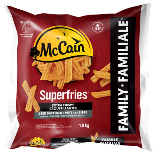 McCain Superfries Beer Battered Fries Crinkle Steak Cut Extra Crispy 1.9 kg