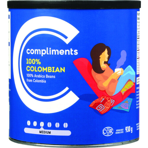 Compliments Ground Coffee 100% Columbian 930 g