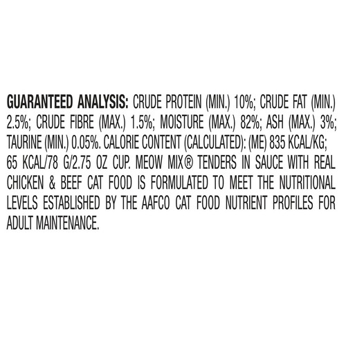 Meow Mix Wet Cat Food Tenders In Sauce With Real Chicken & Beef 78 g