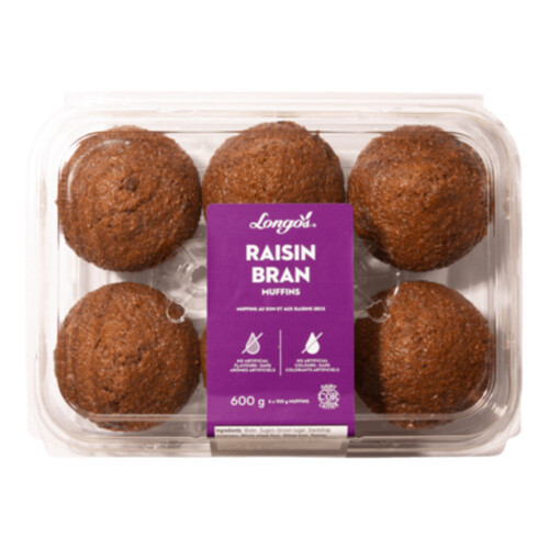 Longo's Muffins Raisin Bran 6 Pack 600 g