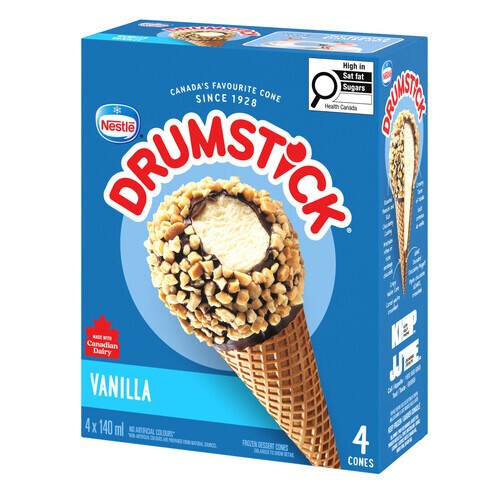 Nestlé Drumstick Frozen Dessert Cones Vanilla 4 x 140 ml