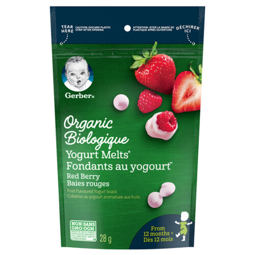 Gerber Organic Toddler Snacks Yogurt Melts Red Berry 28 g