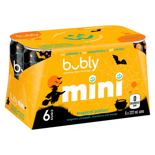 Bubly Mini Sparkling Water Tropical Potion 6 x 222 ml (cans)