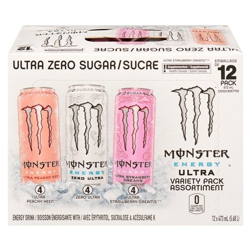Monster Energy Drink Ultra Zero Sugar Variety Pack 12 x 473 ml (cans)