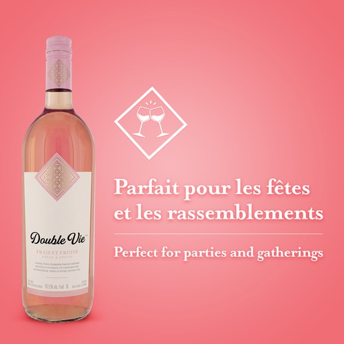 Double Vie Rosé Wine 10.5% Alcohol 1 L (bottle)