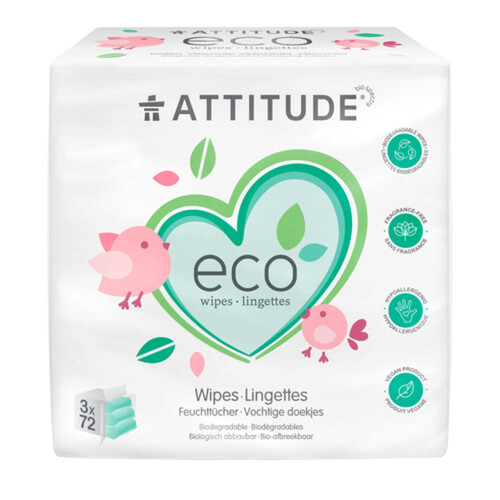 Attitude Baby Wipes Biodegradable 216 Count