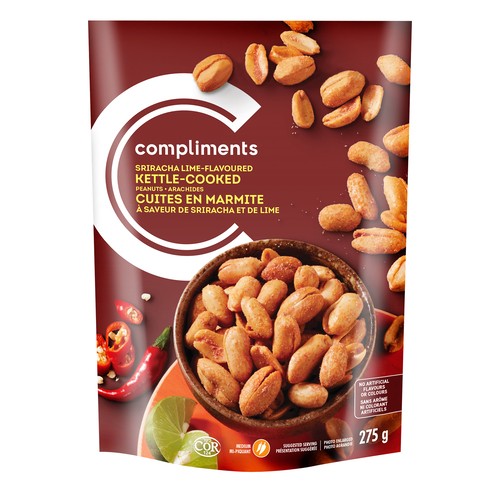Compliments Peanuts Kettle Cooked Sriracha Lime 275 g
