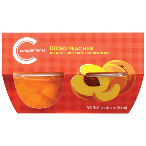 Compliments Diced Peaches In Juice 4 x 112.5 ml