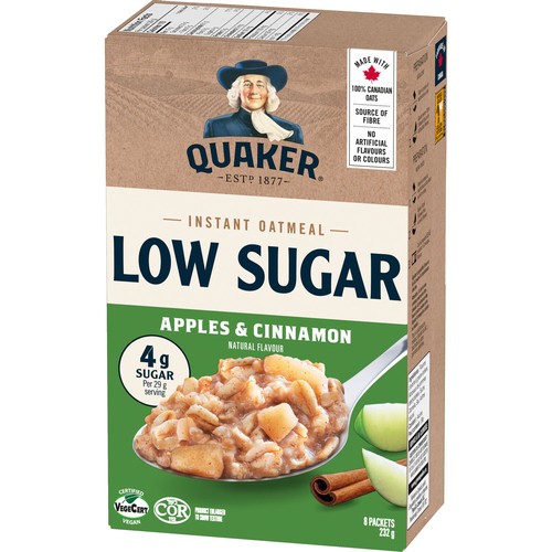 Quaker Low Sugar Instant Oatmeal Apples & Cinnamon 8 Packets 232 g